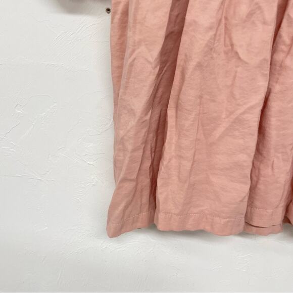 Free People Peach Button Down Long Sleeve Babydoll Mini Dress Oversized S - Picture 3 of 12